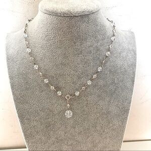 Swarovski Diamond Crystal beaded silver chain minimalist choker necklace